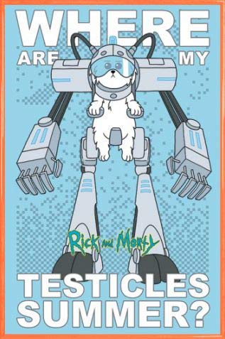 Rick and Morty Poster Plakat | Bild und Kunststoff-Rahmen - Rasenmäher-Hund, Wo Sind Meine Hoden, Summer, Snuffles (91 x 61cm) von Rick and Morty
