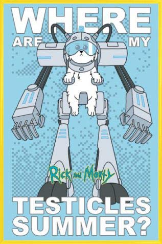 Rick and Morty Poster Plakat | Bild und Kunststoff-Rahmen - Rasenmäher-Hund, Wo Sind Meine Hoden, Summer, Snuffles (91 x 61cm) von Rick and Morty