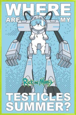 Rick and Morty 1art1 Poster Plakat | Bild und Kunststoff-Rahmen - Rasenmäher-Hund, Wo Sind Meine Hoden, Summer, Snuffles (91 x 61cm) von Rick and Morty