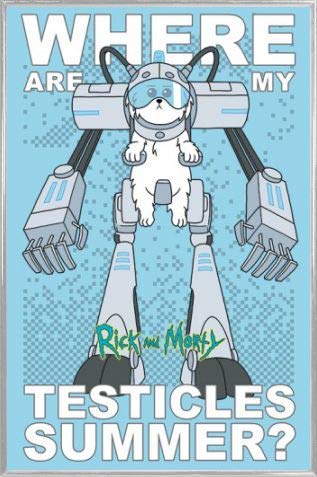 Rick and Morty Poster Plakat | Bild und Kunststoff-Rahmen - Rasenmäher-Hund, Wo Sind Meine Hoden, Summer, Snuffles (91 x 61cm) von Rick and Morty