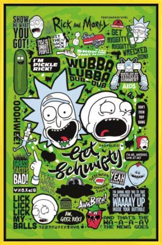 Rick and Morty Poster Plakat | Bild und Kunststoff-Rahmen - Zitate, Gurken-Rick, Recall Im Weltall (91 x 61cm) von Rick and Morty