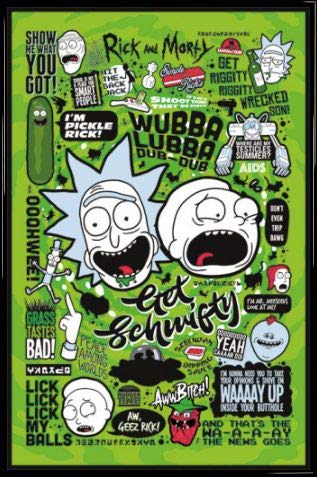 Rick and Morty 1art1 Poster Plakat | Bild und Kunststoff-Rahmen - Zitate, Gurken-Rick, Recall Im Weltall (91 x 61cm) von Rick and Morty