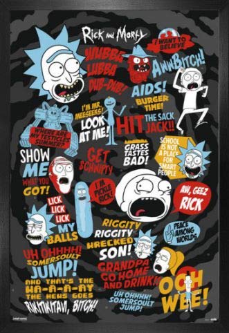 Rick and Morty Poster Plakat | Bild und MDF-Rahmen - Quotes (91 x 61cm) von Rick and Morty