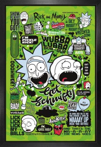 Rick and Morty 1art1 Poster Plakat | Bild und MDF-Rahmen - Zitate, Gurken-Rick, Recall Im Weltall (91 x 61cm) von Rick and Morty