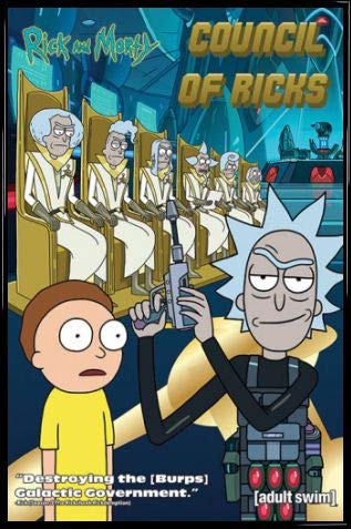 Rick and Morty 1art1 Poster Plakat | Bild und Kunststoff-Rahmen Council of Ricks (91 x 61cm) von Rick and Morty