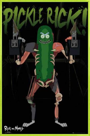 Rick and Morty Poster Plakat | Bild und Kunststoff-Rahmen - Pickle Rick, Gurken Rick Im Ratten-Outfit (91 x 61cm) von Rick and Morty