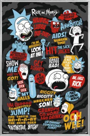 Rick and Morty Poster Plakat | Bild und Kunststoff-Rahmen - Quotes (91 x 61cm) von Rick and Morty