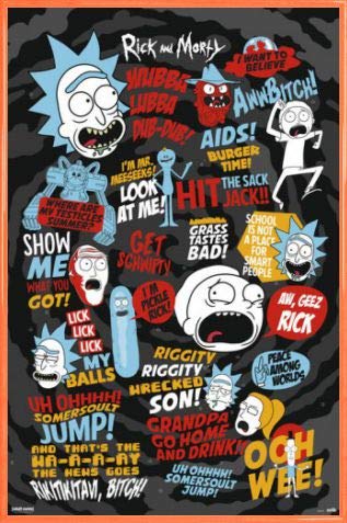 Rick and Morty 1art1 Poster Plakat | Bild und Kunststoff-Rahmen - Quotes (91 x 61cm) von Rick and Morty