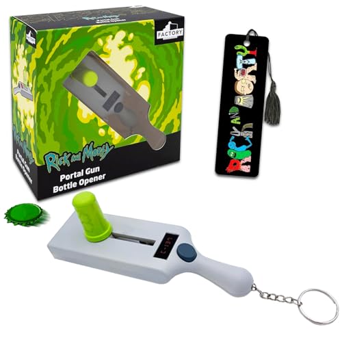 Rick and Morty Flaschenöffner Capgun Set, Paket mit Rick and Morty Portal Gun Flaschenöffner-Set für Erwachsene plus Lesezeichen | Rick and Morty Merchandise Sammlerstücke von Rick and Morty