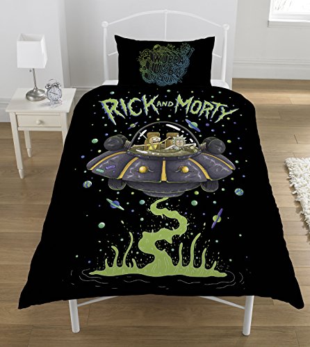 Rick and Morty Bettwäsche-Set „UFO“, Polyester-Baumwolle, Mehrfarbig, für Einzelbett, Polyester-Baumwolle, Mehrfarbig, 135 x 0.5 x 200 cm von Rick and Morty