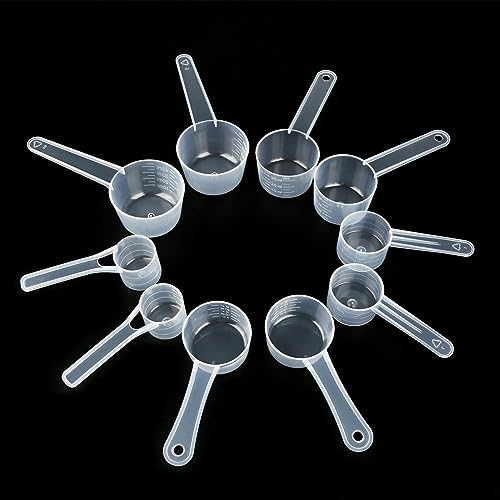 10pcs MesslöFfel, Proteinpulver Kaffee DosierlöFfel, Kunststoff Scoop Transparent MesslöFfel Gramm, Für Die KüChe Zum Backen Und KochenWaschmittel Dosierhilfe,Waschpulver Dosierer, 15/20/30/40/50ml von Rickwayy