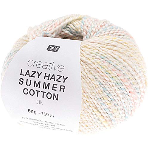 Rico Creative Lazy Hazy Summer Cotton # 001, buntes Baumwollmischgarn zum Stricken oder Häkeln von Rico Design