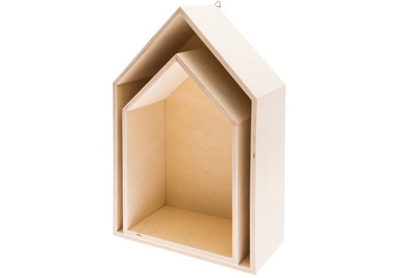 Rico Design Dekoobjekt Holzregal Haus, 2er-Set von Rico Design