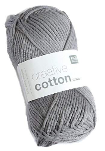 50 g Creative Cotton Aran Häkelgarn 85 m Lauflänge/Knäuel (Fb. 28 mausgrau) von Rico Design
