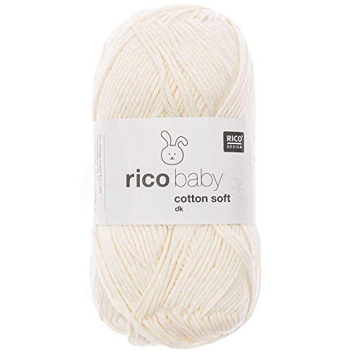 Babywolle Rico Baby Cotton Soft Dk | weich und pflegeleicht | Baumwollmischgarn zum Stricken und Häkeln (001 weiß) von Rico Design