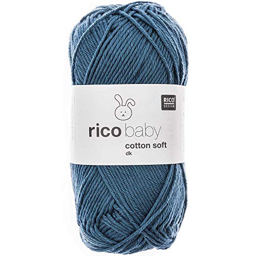 Babywolle Rico Baby Cotton Soft Dk | weich und pflegeleicht | Baumwollmischgarn zum Stricken und Häkeln (057 graublau) von Rico Design