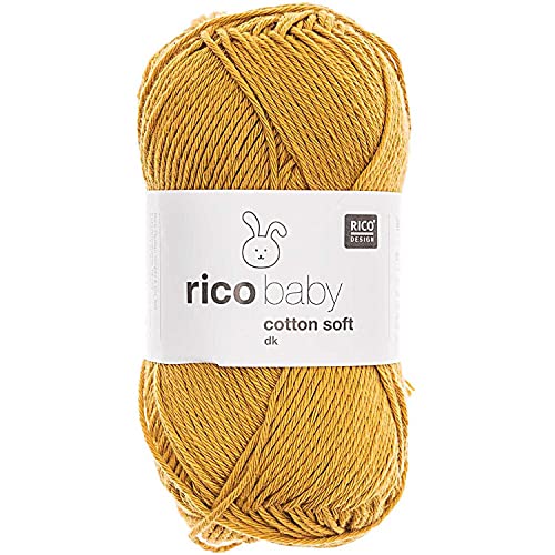 Babywolle Rico Baby Cotton Soft Dk | weich und pflegeleicht | Baumwollmischgarn zum Stricken und Häkeln (064 senf) von Rico Design
