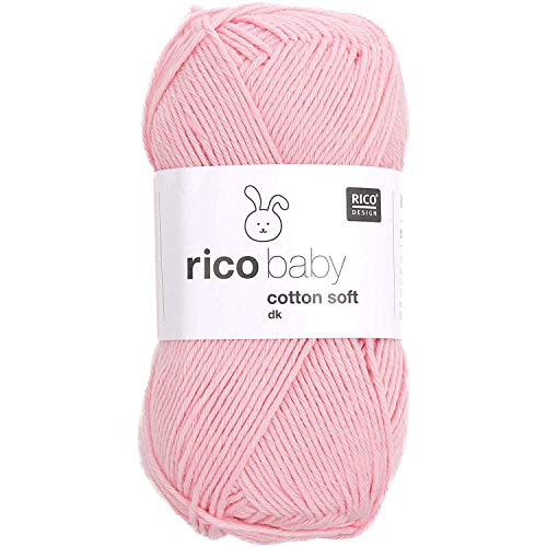 Babywolle Rico Baby Cotton Soft Dk | weich und pflegeleicht | Baumwollmischgarn zum Stricken und Häkeln (072 rose) von Rico Design