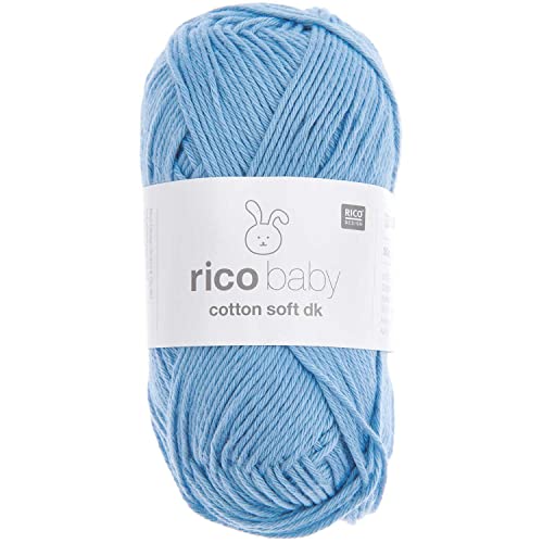 Babywolle Rico Baby Cotton Soft Dk | weich und pflegeleicht | Baumwollmischgarn zum Stricken und Häkeln (079 blau) von Rico Design