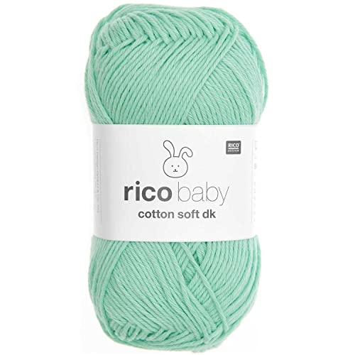 Babywolle pastell grün Rico Baby Cotton Soft Dk | weich und pflegeleicht | Baumwollmischgarn zum Stricken und Häkeln (083 aquamarin) von Rico Design