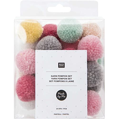 Garnpompon Set Pastell Mix: 24 Pompons von Rico Design