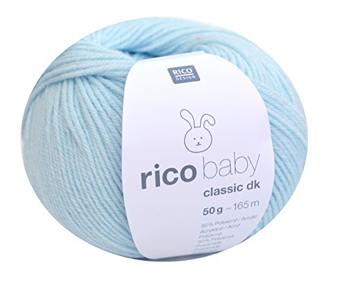 Rico Baby Classic dk | Babywolle weich und pflegeleicht zum Stricken oder Häkeln | 50% Polyamid, 50% Polyacryl | 50g 165m Nadelstärke 3,5-4 mm (023 eisblau) von Rico Design