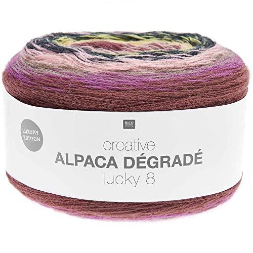 Bobbel Alpaka Wolle Farbverlauf Rico Creative Alpaca Degrade Lucky 8 Color 12, 200g Farbverlaufswolle zum Häkeln oder Stricken von Rico Design