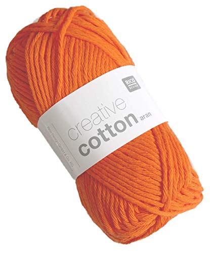 Rico Creative Cotton Aran Häkelgarn 85 m Lauflänge/Knäuel (Fb. 74 orange) von Rico Design