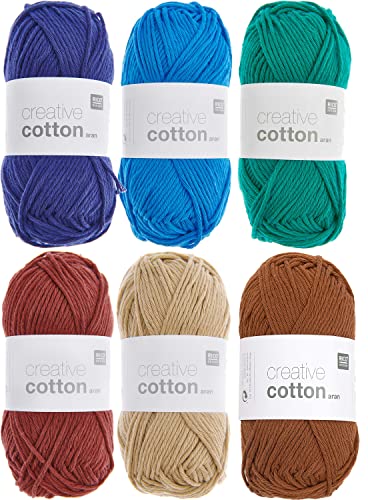 Rico Creative Cotton Aran Häkelgarn Baumwolle Set #83, 6x50g Baumwollgarn 60 Grad waschbar von Rico Design