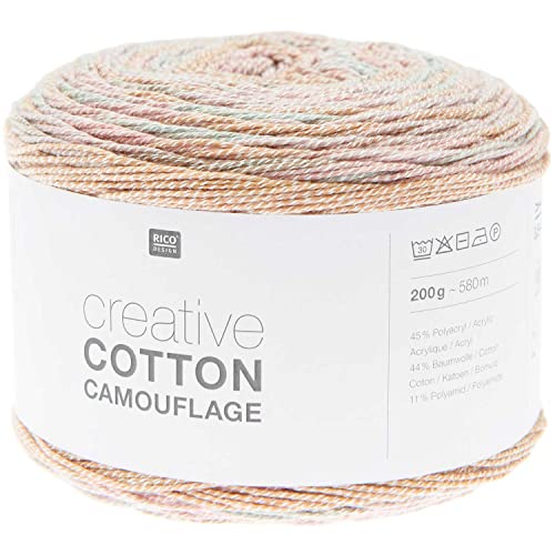 Rico Creative Cotton Camouflage 200g 580m | Bobbel Farbverlaufsgarn Baumwollmischgarn | Sommerwolle zum Stricken und Häkeln (01 dusty sunrise) von Universal Yarn