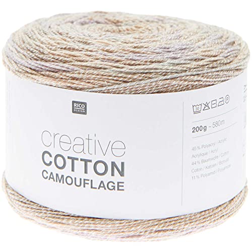 Rico Creative Cotton Camouflage 200g 580m | Bobbel Farbverlaufsgarn Baumwollmischgarn | Sommerwolle zum Stricken und Häkeln (04 sandy beach) von Universal Yarn