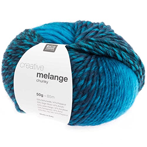 Rico Creative Melange Chunky, dicke Farbverlaufswolle Nadelstärke 6-7 mm zum Stricken oder Häkeln (010 türkis blau) von Rico Design