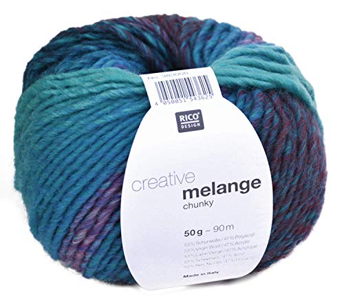 Rico Creative Melange Chunky, dicke Farbverlaufswolle Nadelstärke 6-7 mm zum Stricken oder Häkeln (046 türkis magenta) von Rico Design