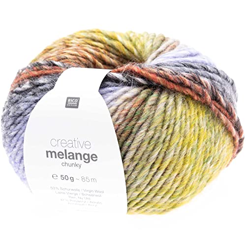 Rico Creative Melange Chunky, dicke Farbverlaufswolle Nadelstärke 6-7 mm zum Stricken oder Häkeln (066 orange gelb) von Rico Design