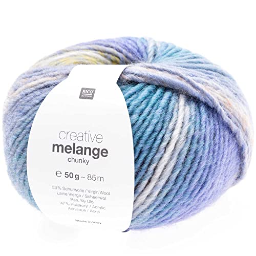 Rico Creative Melange Chunky, dicke Farbverlaufswolle Nadelstärke 6-7 mm zum Stricken oder Häkeln (067 gelb türkis) von Rico Design