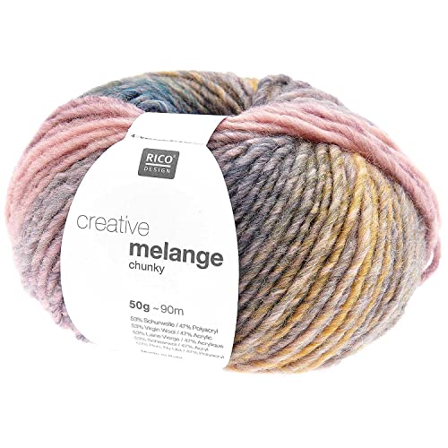 Rico Creative Melange Chunky, dicke Farbverlaufswolle Nadelstärke 6-7 mm zum Stricken oder Häkeln (073 flieder grün) von Rico Design