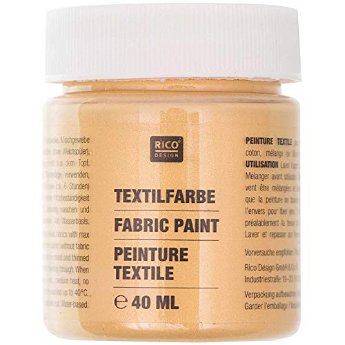 Rico Design 2831039 Stoffmalfarben, Textilfarbe, Gold, Klein, 40 Milliliter von Rico Design