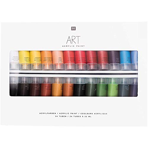 Rico Design Art Künstler Acrylfarben-Set 24 Farben je 22 ml Tuben - Malfarben/Künstlerfarben für Anfänger, Profikünstler, Kinder & Erwachsene von Rico Design