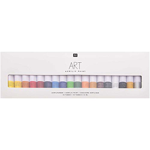 Rico Design Art Künstler Acrylfarben-Set Basic - 18 Farben je 12 ml Tuben - Malfarbe für Anfänger, Profikünstler, Kinder & Erwachsene von Rico Design