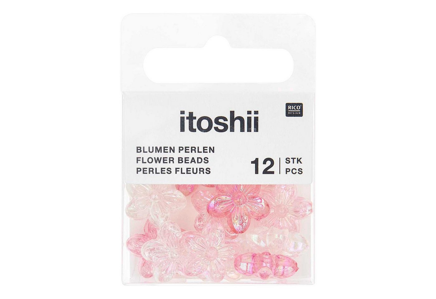 Rico Design Bastelperlen itoshii Blüten Holographisch, (12-tlg), Perlen Set von Rico Design