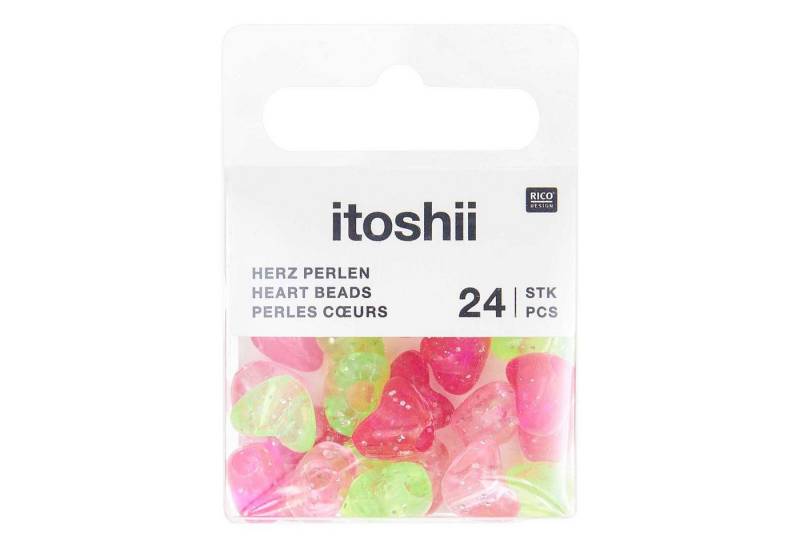 Rico Design Bastelperlen itoshii Glitzerherzen, (24-tlg), Perlen Set von Rico Design