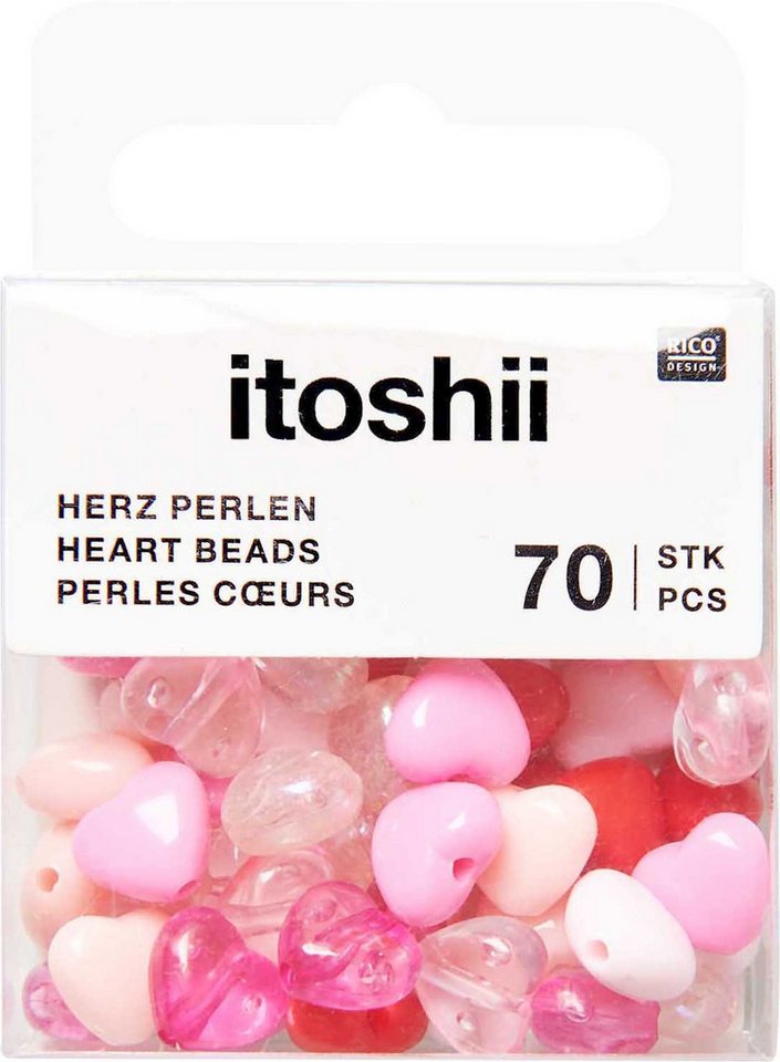 Rico Design Bastelperlen itoshii Perlen Herzen, (70-tlg), Herzen, 70 Stück von Rico Design