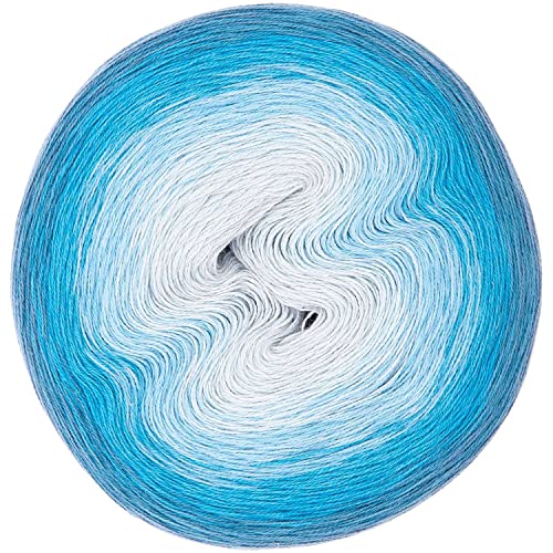 Rico Design Creative Cotton Dégradé Lucky 8 | Farbverlaufsbobbel Baumwollmischgarn | 1 Knäuel = 1 Tuch | 200g 800m (18 aqua) von Rico Design