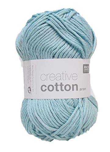 Rico Design Creative Cotton aran 50 g ca. 85 m Wolle Wollschnur Häkelwolle Häkeln Basteln Knäuel Eisblau von Rico Design