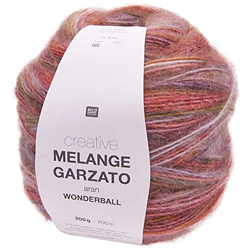 Rico Creative Melange Garzato Aran Wonderball Fabe 2, Farbverlaufswolle Nadelstärke 5 mm zum Stricken oder Häkeln, Wolle 200g Knäuel von Rico Design