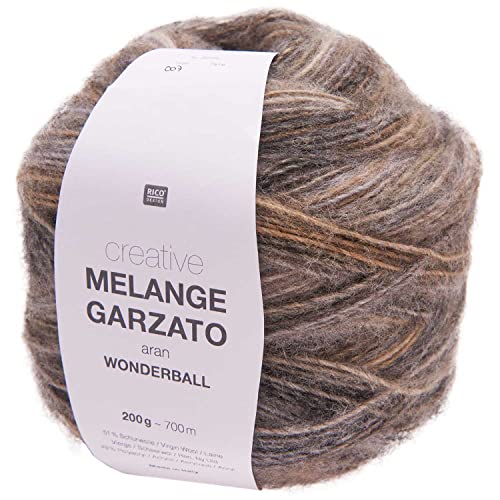 Rico Creative Melange Garzato Aran Wonderball Fabe 7, Farbverlaufswolle Nadelstärke 5 mm zum Stricken oder Häkeln, Wolle 200g Knäuel von Rico Design