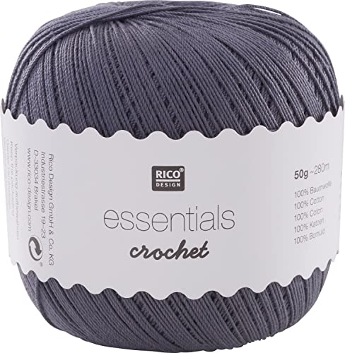 Rico Design Essentials Crochet, 100 Prozent Baumwolle, Maus grau von Rico Design