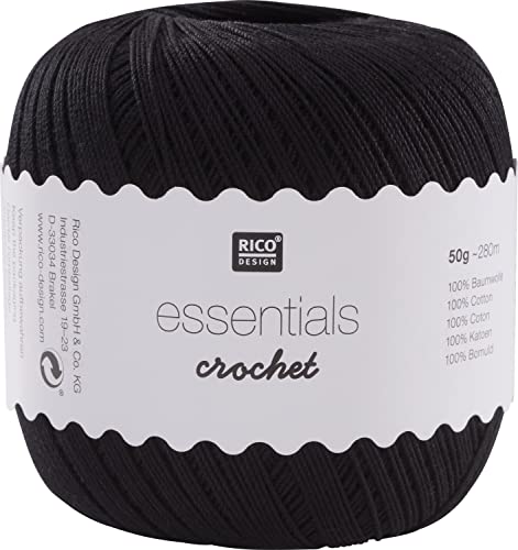 Rico Design Essentials Crochet, 100 Prozent Baumwolle, schwarz von Rico Design