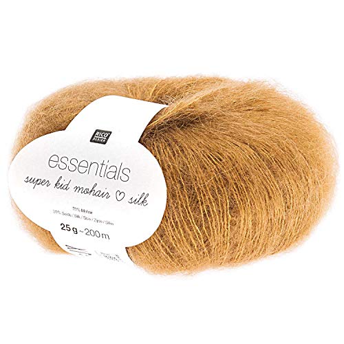 Rico Design Essentials Super Kid Mohair Loves Silk, Fb. 045 karamell, Lacegarn aus Super Kid Mohair & Seide zum Stricken und Häkeln, Lacewolle Nadelstärke 4,5 mm von Rico Design