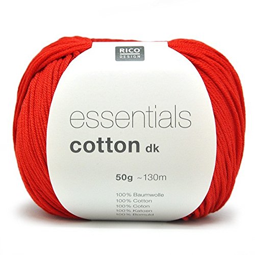 Rico Design Essentials doppelt gestrickt Garn, 100% Baumwolle, rot von Rico Design